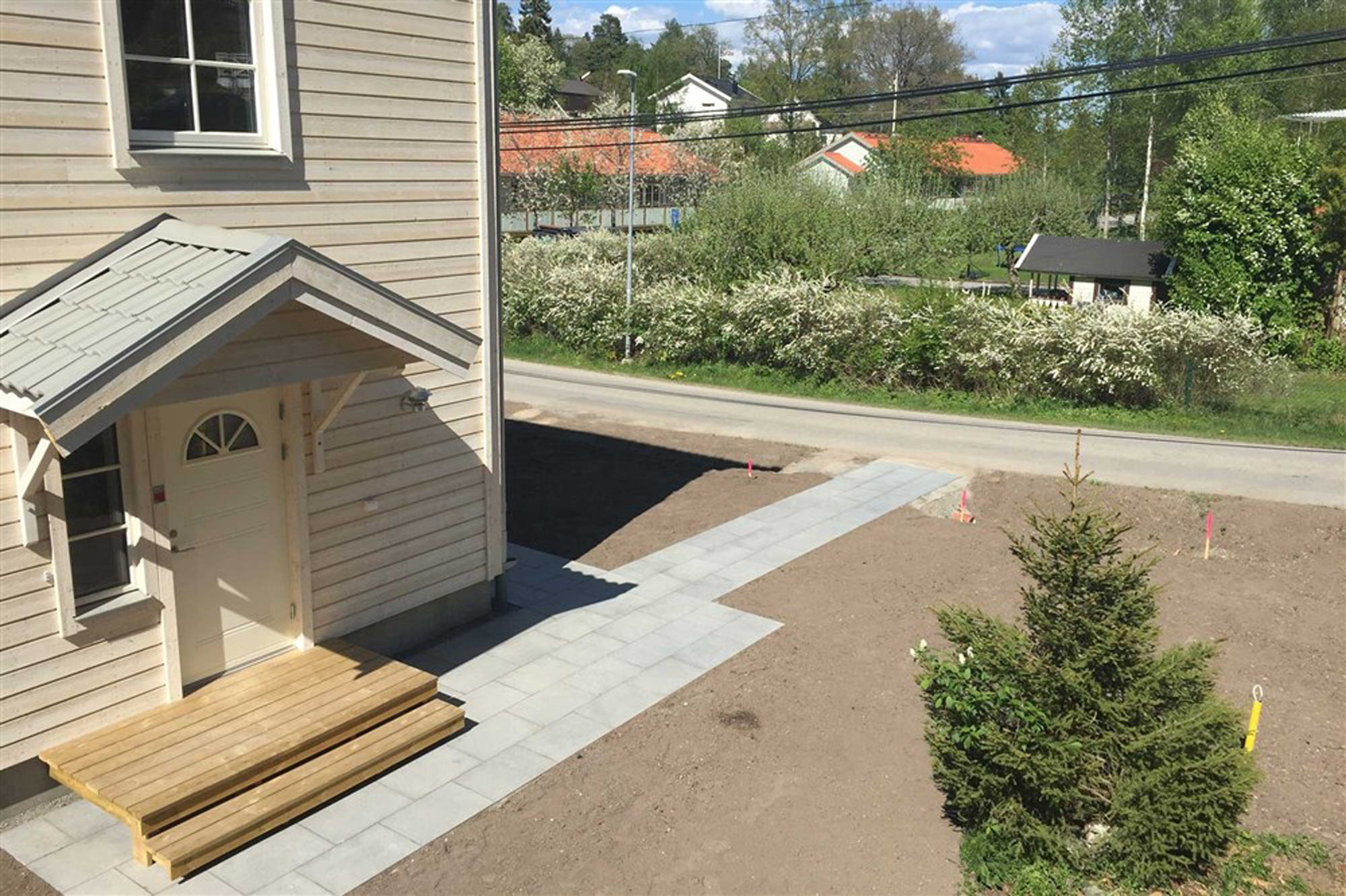 En husentre på ett nybyggt hus